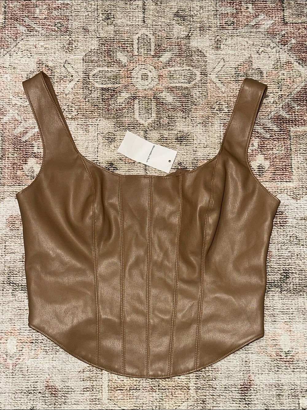 Woman’s NWTs Size XS A&F Brown “Leather” Corset Crop Tank